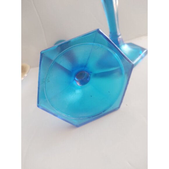 Vintage Fenton Celeste Blue Stretch Glass Candle holders(2) Model 449 - Picture 12 of 14